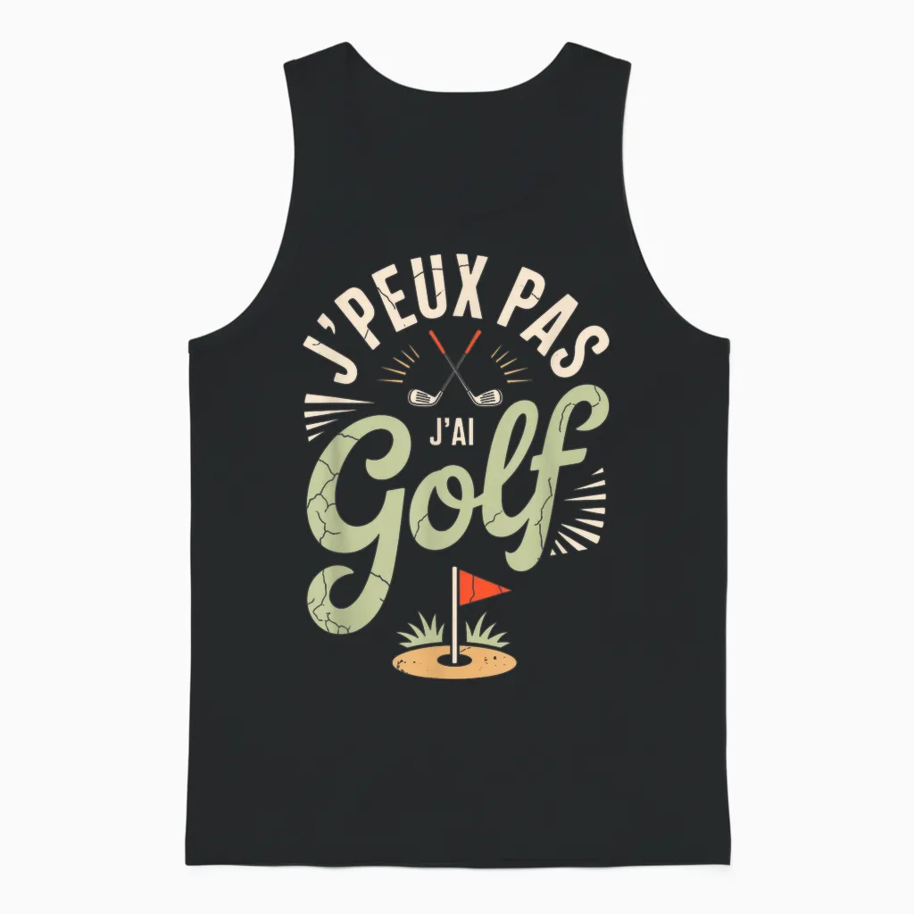 J'peux Pas J'ai Golf Unisex Tank Top in Black