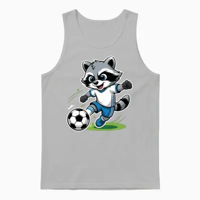 Raccoon Soccer Player Illustration Unisex Tank Top - Ash