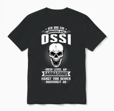 Ossi & Ostdeutschland Geschenk Unisex T-Shirt Schwarz Classic Half Sleeve Crew Neck T-Shirt Klein S Unisex T-Shirt - Black