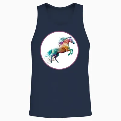 Horse: Running Unisex Tank Top - Navy