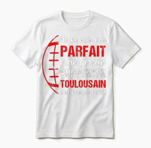 Toulouse Rugby Supporter Gift Fan Rugby Toulouse T-Shirt, Black, S Unisex T-Shirt in White
