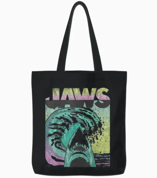 Jaws Retro Wave Tote Bags - Black