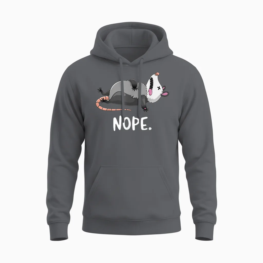 Dead Opossum Nee Funny Opossum Marsupial Attitude Humour T-Shirt, Black Unisex Hoodie in Charcoal