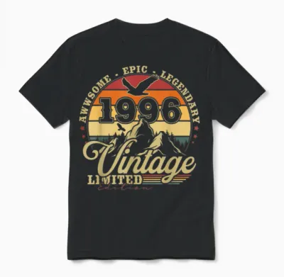 Vintage 1996 Cadeau D'anniversaire 30 Ans Hommes Et Femmes Unisex T-Shirt - Black