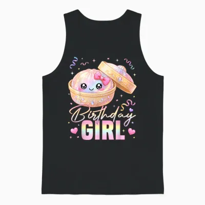 Happy Birthday Girl Kawaii Dumpling Anime Birthday Party Unisex Tank Top - Black