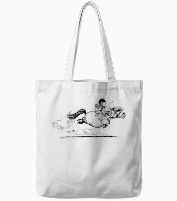 Ponysprint Thelwell Cartoon Tote Bags in White