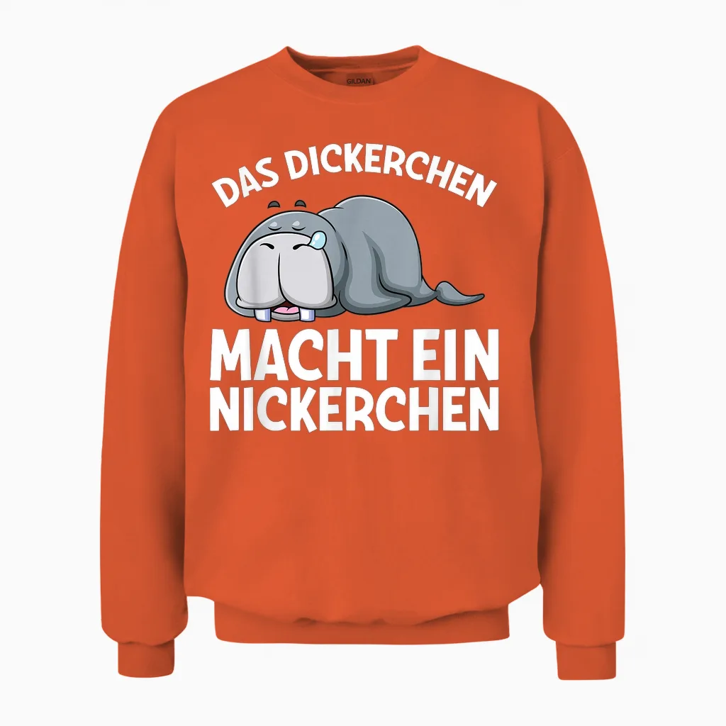 Das Dickerchen Macht Ein Nickerchen Walross Pyjama Schlaf Unisex Sweatshirt in Orange