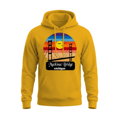 Mackinac Bridge- Retro Vintage Michigan Unisex Hoodie - Gold