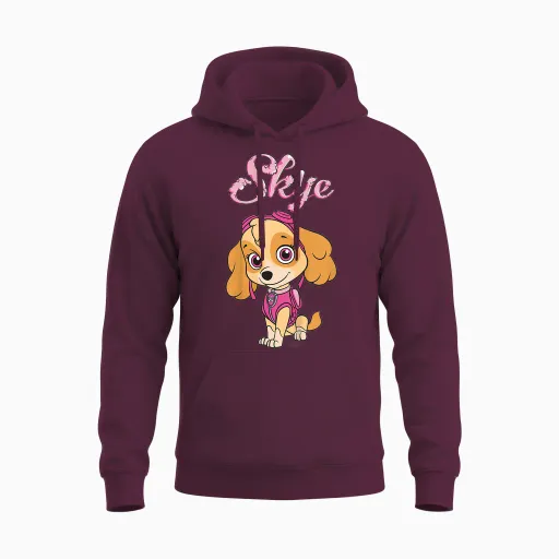 Paw Patrol Skye Action Pose Rescue Pup Cartoon Classic Cute Unisex Hoodie - Maroon