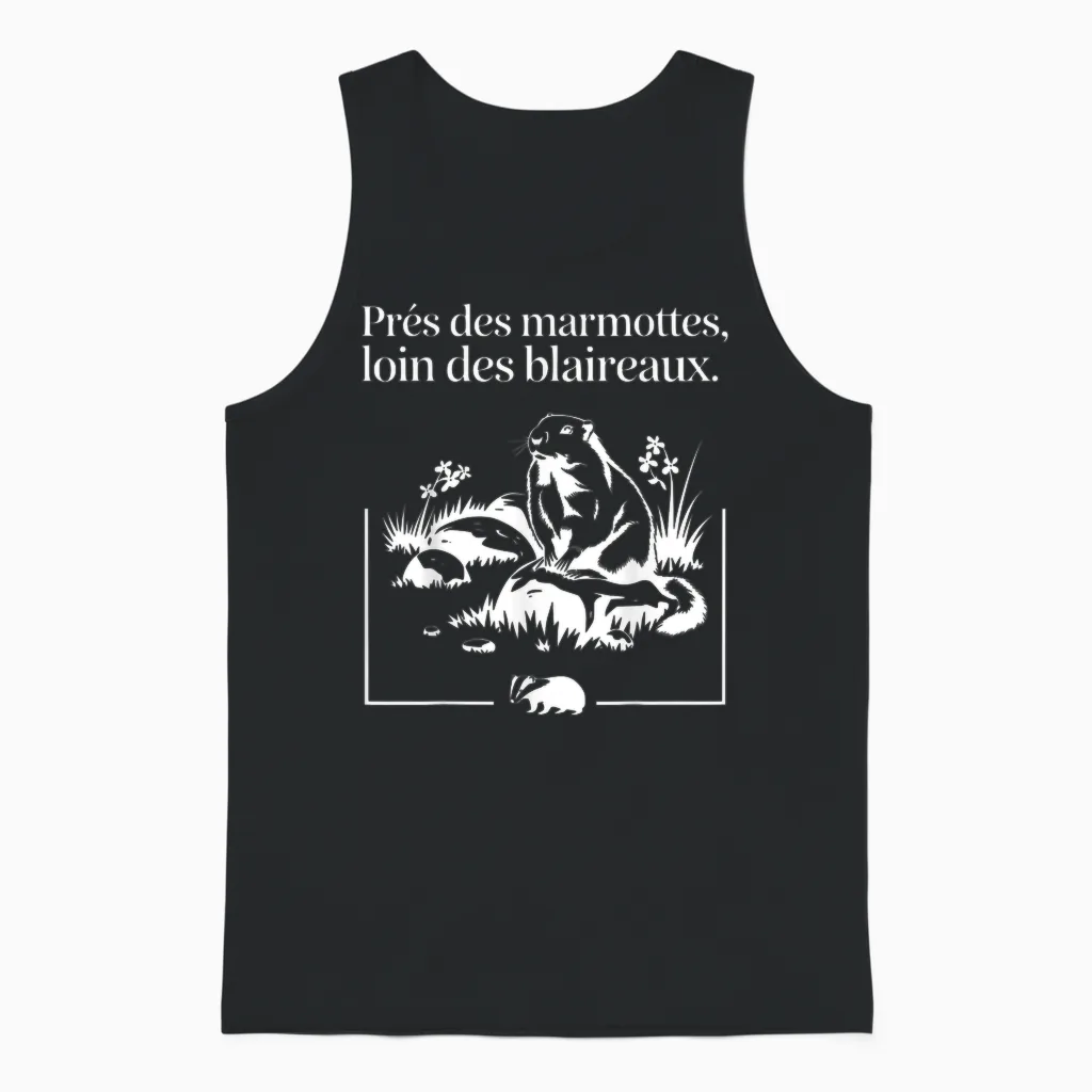 Marmots Badger Camping Forest Mountain Unisex Tank Top in Black