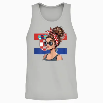 Croatia Fanartikel Frauen Messy Bun Kroatien Flagge Unisex Tank Top - Ash
