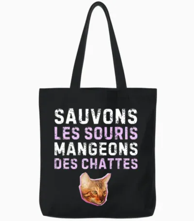 Save the Mice Eat Pussies. Funny Gift Kinky Tote Bags - Black