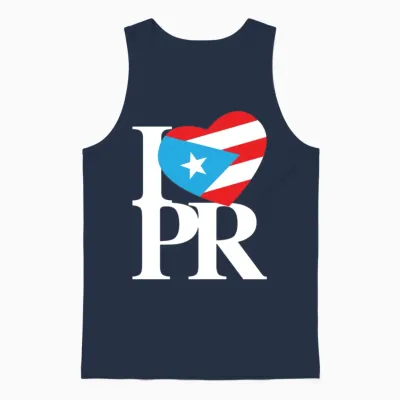 I Love Pr Retro Unisex Tank Top - Navy