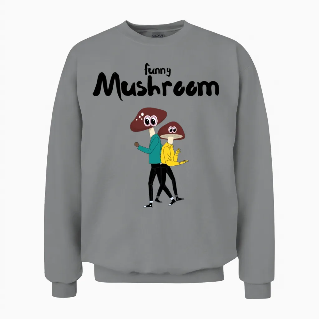 Funny Mushroom Unisex Sweatshirt in Sport Grey