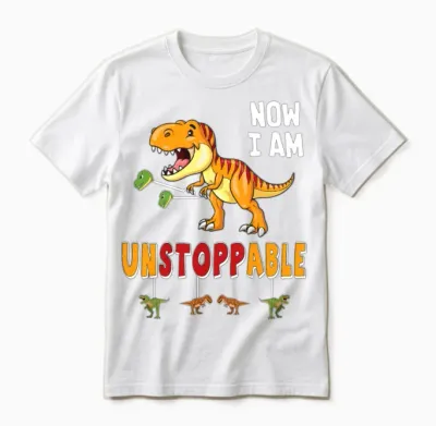 Funny Now I Am Unstoppable T Rex Funny Dinosaur Unisex T-Shirt - White