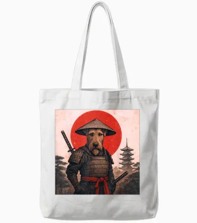 Airedale Terrier Samurai Krieger Vintage Japanisch Ukiyo-E Tote Bags - White