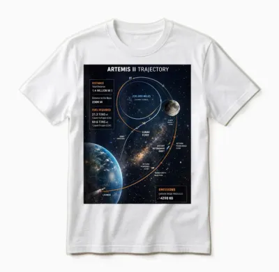 Artemis 2 Itinéraire Sls Rocket Launch Mission to the Moon Unisex T-Shirt - White