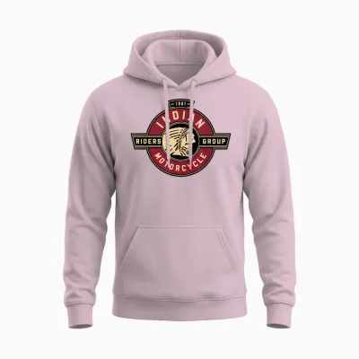 Group Vintage Indian Riders T-Shirt, Black Unisex Hoodie - Light Pink