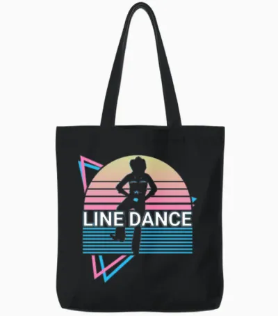 Line Dance Retro Tote Bags - Black
