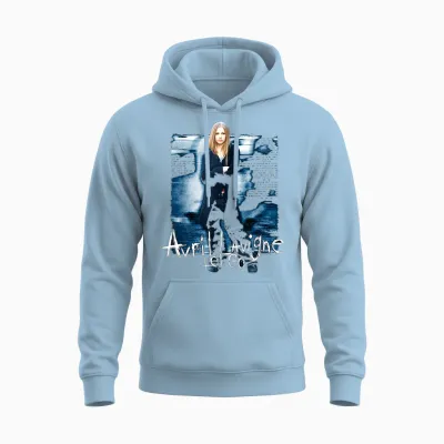 Official Avril Lavigne Let Go T-Shirt, Black Unisex Hoodie - Light Blue