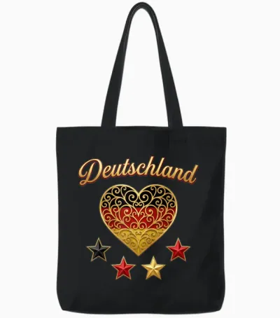 Deutschland Sterne Und Herz Germany Tote Bags - Black