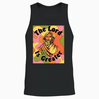Retro Lord Is Greater Boho Positive Retro Christia Unisex Tank Top - Black