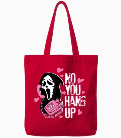 No You Hang Up Funny Ghost Calling Horror Halloween Pink Tote Bags - Red