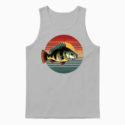 Perch Retro on a Retro Sunset Unisex Tank Top - Ash