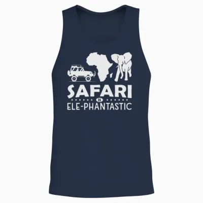 Safari Is Elephantastic Funny Safari Adventure Pun Unisex Tank Top - Navy
