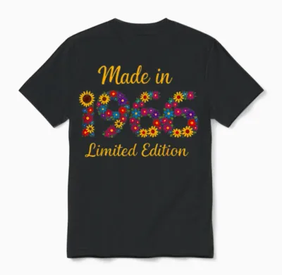 Made in 1966 Limited Edition Blumen Vintage 60 Geburtstag Unisex T-Shirt - Black
