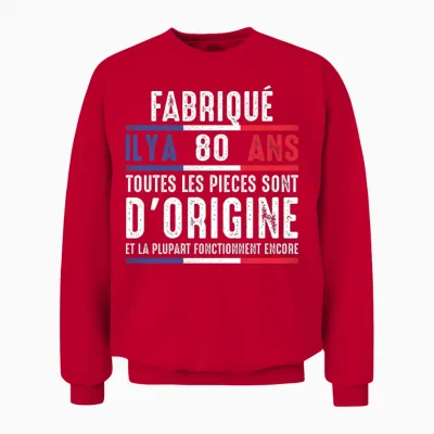 Fabriqué Il Y a 80 Ans Anniversaire Homme Blague Drôle Manche Longue Unisex Sweatshirt - Red