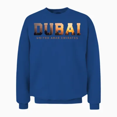 Vintage Dubai United Arab Emirates Iconic Skyline Silhouette Souvenir T-Shirt, Black, S Unisex Sweatshirt - Royal
