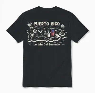 Puerto Rico La Isla Del Encanto Puerto Rican Flag Retro Unisex T-Shirt - Black