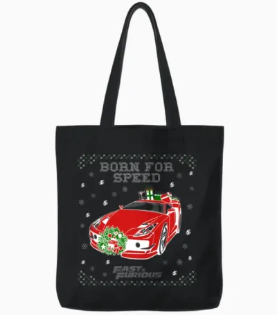 Fast and Furious Dom Born for Speed Ugly Christmas Tote Bags - Black