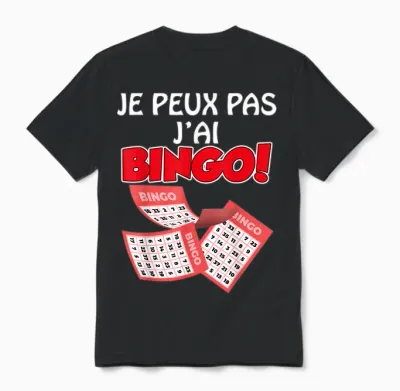 Je Peux Pas J'ai Bingo Humor Game Retired Colleague Family T-Shirt, Black, S Unisex T-Shirt - Black