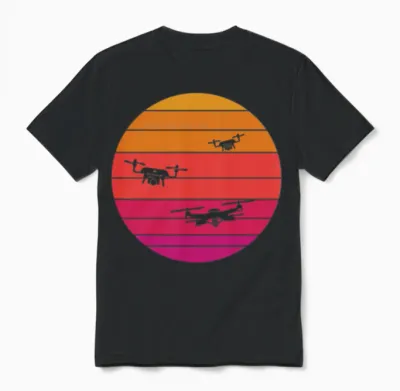 Drone Retro Vintage Unisex T-Shirt - Black
