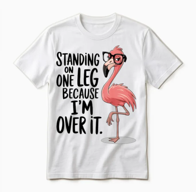 Funny Flamingo Unisex T-Shirt in White
