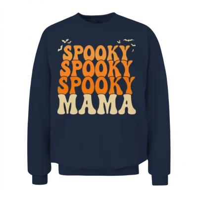 Retro Spooky Mama Halloween Unisex Sweatshirt - Navy