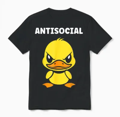 Humour Simple Canard Mignon Grognon Drole Antisocial Unisex T-Shirt - Black