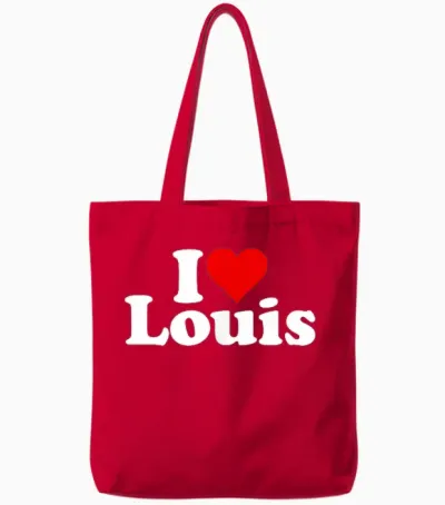 I Love Heart Louis Name on a T-Shirt T-Shirt, Black Tote Bags - Red
