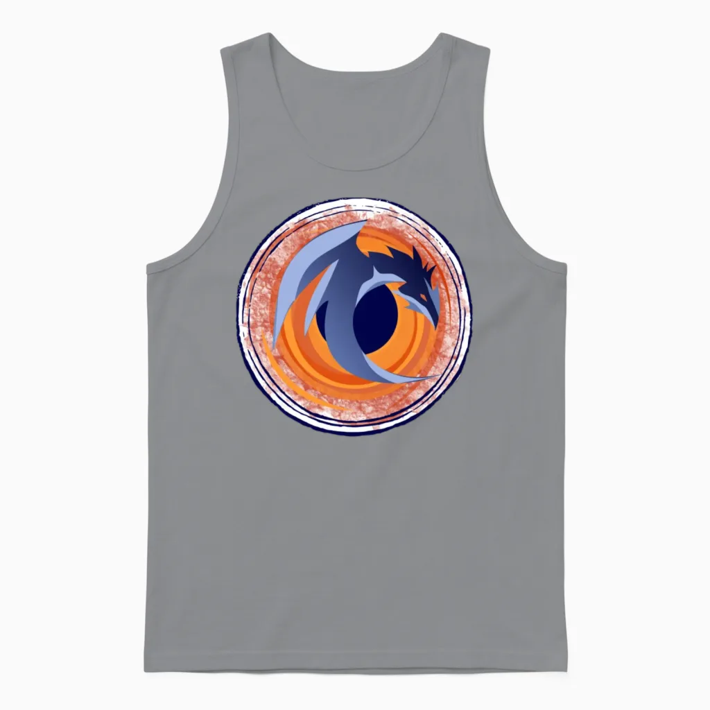 Dragon in the Vortex of Fire. Unisex Tank Top in Sport Grey