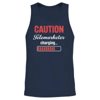 Caution Telemarketer Charging Call Center Unisex Tank Top - Navy – 2