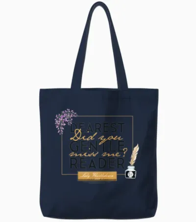 Bridgerton Dearest Gentle Reader Tote Bags - Navy