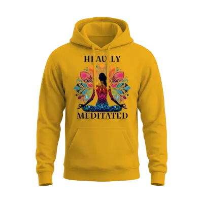 Heavily Meditated Funny Yoga Saying Unisex Hoodie - Gold