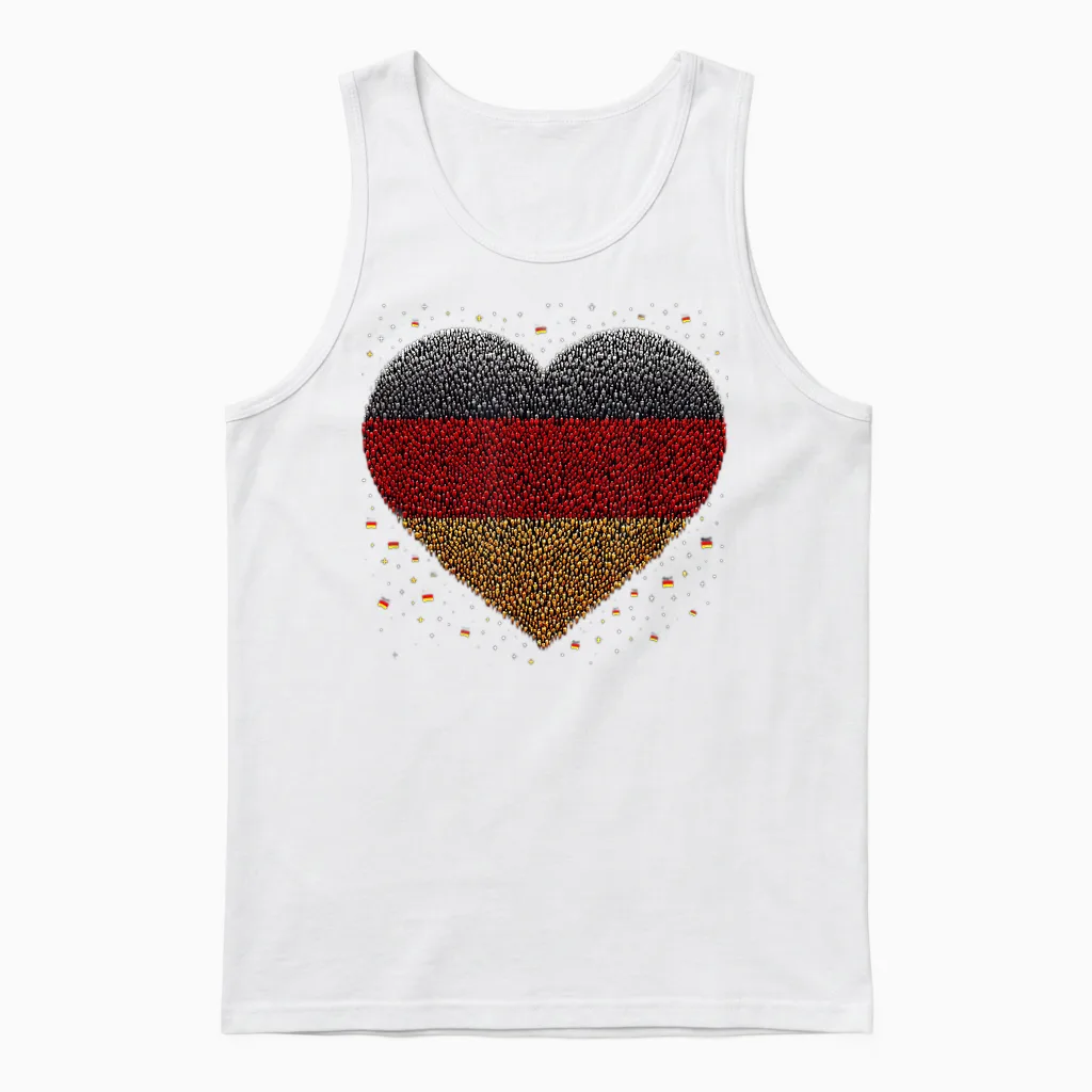 Deutsche Fan Deutschland Flagge Herz Kunst Unisex Tank Top in White