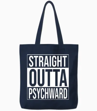 Straight Outta Psych Ward Tote Bags - Navy