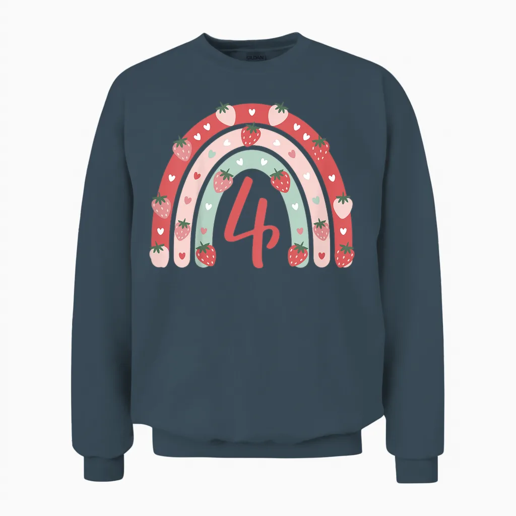 4. Geburtstag Mädchen Erdbeer Deko 4 Jährige Mädchen Unisex Sweatshirt in Dark Heather