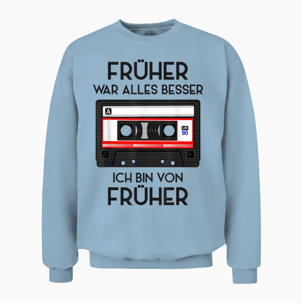 Retro Cassette 80s 90s Party 90s Costume Fancy Dress T-Shirt, White Unisex Sweatshirt in Light Blue