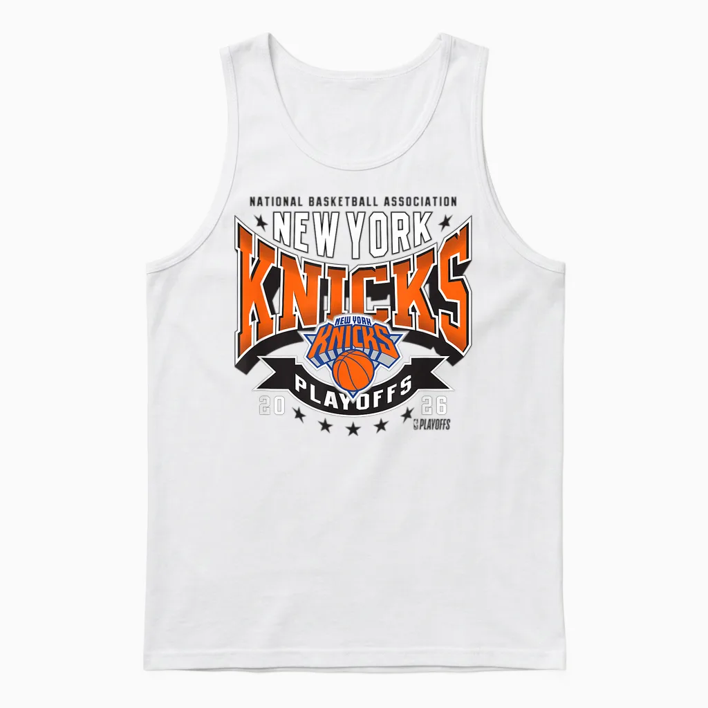 Nba Officiel 2026 Playoffs New York Knicks Next Unisex Tank Top in White