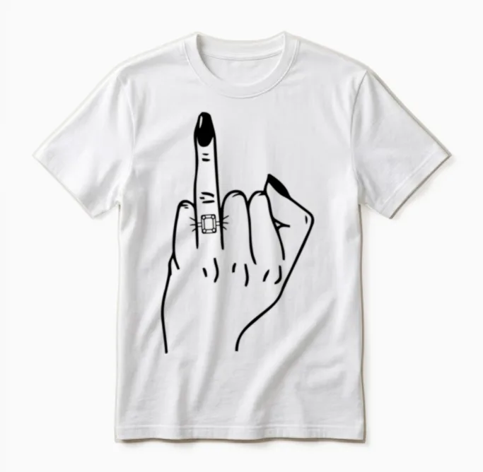 Ring Finger Flip off for Bride Wedding Bridal Py Unisex T-Shirt in White